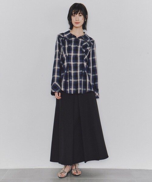 ブラウス シャツ ワイドスリーブタックシャツ｜セットアップ可/ウォッシャブル/防シワ レディース ワイドスリーブタックシャツ｜セットアップ可/ウォッシャブル/防