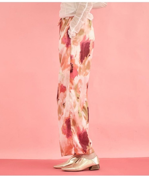 Settimissimo（セッティミッシモ）の「アート風プリント サテン ルーズ パンツ（その他パンツ・レディース・グリーン/ピンク・FREE）」の13枚目の写真