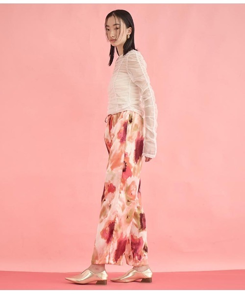 Settimissimo（セッティミッシモ）の「アート風プリント サテン ルーズ パンツ（その他パンツ・レディース・グリーン/ピンク・FREE）」の9枚目の写真