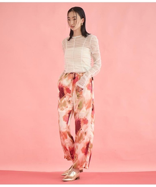 Settimissimo（セッティミッシモ）の「アート風プリント サテン ルーズ パンツ（その他パンツ・レディース・グリーン/ピンク・FREE）」の10枚目の写真
