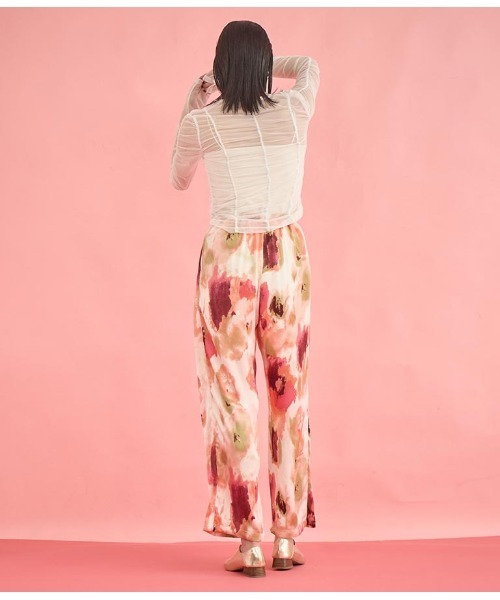 Settimissimo（セッティミッシモ）の「アート風プリント サテン ルーズ パンツ（その他パンツ・レディース・グリーン/ピンク・FREE）」の11枚目の写真