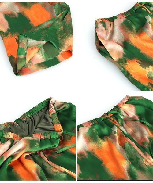 Settimissimo（セッティミッシモ）の「アート風プリント サテン ルーズ パンツ（その他パンツ・レディース・グリーン/ピンク・FREE）」の4枚目の写真