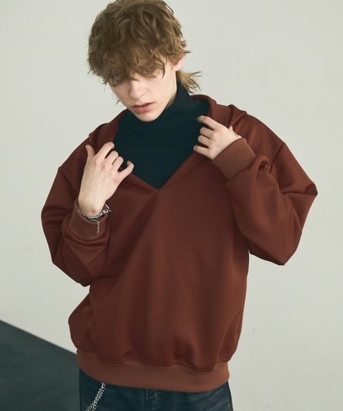 セール】High neck oversized pullover hoodie / ハイネックオーバー