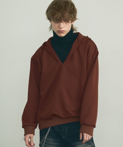 Shoowtime(ショウタイム)の「High neck oversized pullover hoodie / ハイネックオーバーサイズプルオーバーパーカー(パーカー・メンズ・ブラウン・MEDIUM/LARGE/X-LARGE)」の2枚目の写真