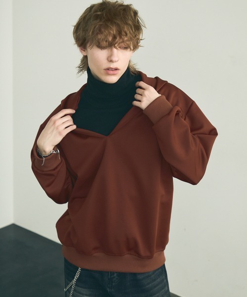 Shoowtime(ショウタイム)の「High neck oversized pullover hoodie / ハイネックオーバーサイズプルオーバーパーカー(パーカー・メンズ・ブラウン・MEDIUM/LARGE/X-LARGE)」の4枚目の写真