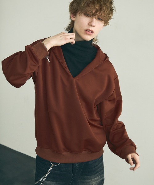 Shoowtime(ショウタイム)の「High neck oversized pullover hoodie / ハイネックオーバーサイズプルオーバーパーカー(パーカー・メンズ・ブラウン・MEDIUM/LARGE/X-LARGE)」の5枚目の写真