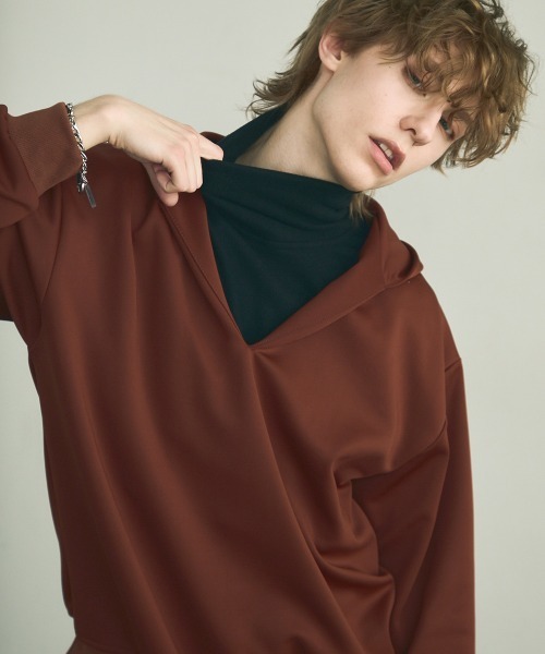 Shoowtime(ショウタイム)の「High neck oversized pullover hoodie / ハイネックオーバーサイズプルオーバーパーカー(パーカー・メンズ・ブラウン・MEDIUM/LARGE/X-LARGE)」の9枚目の写真