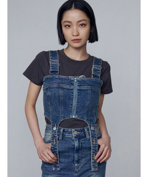 EMODA（エモダ）の「コルセットハングデニムサロペット