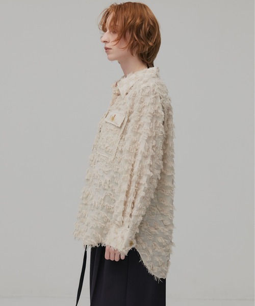 PUBLIC TOKYO（パブリックトウキョウ）の「フェザーJQワークシャツ（シャツ/ブラウス・レディース・ブラック/ホワイト・FREE）」の4枚目の写真