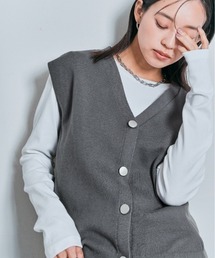 Vネック コットン ニット ベスト