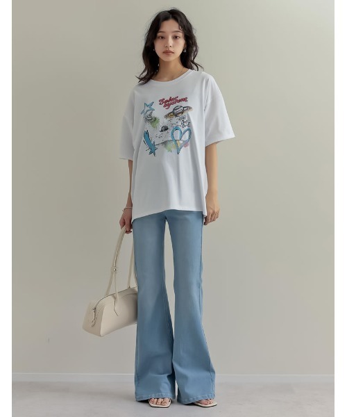 Re:EDIT（リエディ）の「[UVカット][接触冷感]オーバーサイズプラネットグラフィックTシャツ（Tシャツ/カットソー・レディース・ホワイト/チャコールグレー/ブラック・MEDIUM/LARGE）」の8枚目の写真