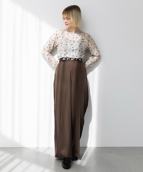 MAISON BREEZE reveur(メゾンブリーズレヴール)の「【MAISON BREEZE reveur】crew neck printed sheer tops クルーネックプリントシアートップス(Tシャツ/カットソー・レディース・ベージュ/ベージュ系その他2/ブラック系その他2/ブラック・FREE)」の6枚目の写真