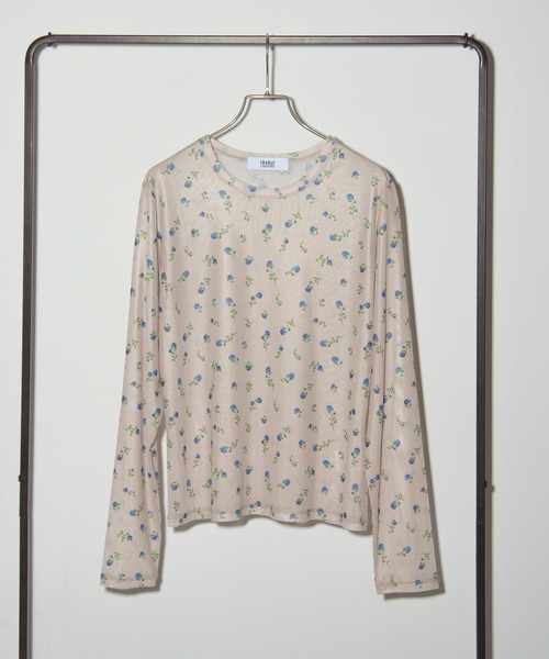 MAISON BREEZE reveur(メゾンブリーズレヴール)の「【MAISON BREEZE reveur】crew neck printed sheer tops クルーネックプリントシアートップス(Tシャツ/カットソー・レディース・ベージュ/ベージュ系その他2/ブラック系その他2/ブラック・FREE)」の9枚目の写真