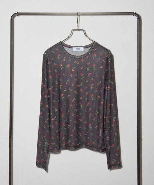 MAISON BREEZE reveur(メゾンブリーズレヴール)の「【MAISON BREEZE reveur】crew neck printed sheer tops クルーネックプリントシアートップス(Tシャツ/カットソー・レディース・ベージュ/ベージュ系その他2/ブラック系その他2/ブラック・FREE)」の16枚目の写真