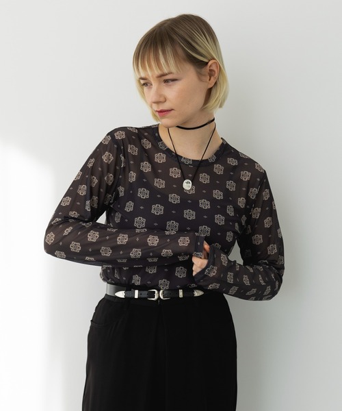 MAISON BREEZE reveur(メゾンブリーズレヴール)の「【MAISON BREEZE reveur】crew neck printed sheer tops クルーネックプリントシアートップス(Tシャツ/カットソー・レディース・ベージュ/ベージュ系その他2/ブラック系その他2/ブラック・FREE)」の19枚目の写真