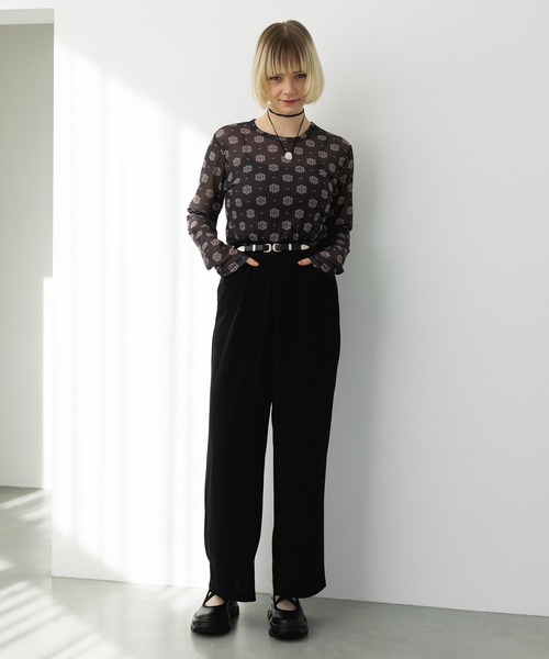 MAISON BREEZE reveur(メゾンブリーズレヴール)の「【MAISON BREEZE reveur】crew neck printed sheer tops クルーネックプリントシアートップス(Tシャツ/カットソー・レディース・ベージュ/ベージュ系その他2/ブラック系その他2/ブラック・FREE)」の20枚目の写真