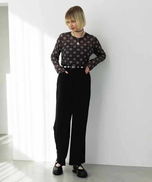 MAISON BREEZE reveur(メゾンブリーズレヴール)の「【MAISON BREEZE reveur】crew neck printed sheer tops クルーネックプリントシアートップス(Tシャツ/カットソー・レディース・ベージュ/ベージュ系その他2/ブラック系その他2/ブラック・FREE)」の21枚目の写真
