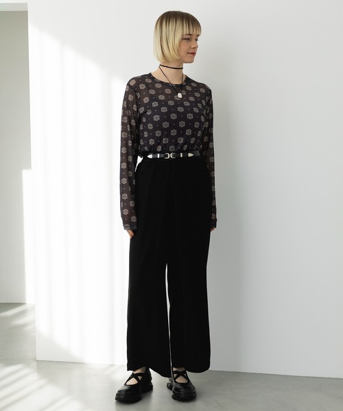 MAISON BREEZE reveur(メゾンブリーズレヴール)の「【MAISON BREEZE reveur】crew neck printed sheer tops クルーネックプリントシアートップス(Tシャツ/カットソー・レディース・ベージュ/ベージュ系その他2/ブラック系その他2/ブラック・FREE)」の22枚目の写真