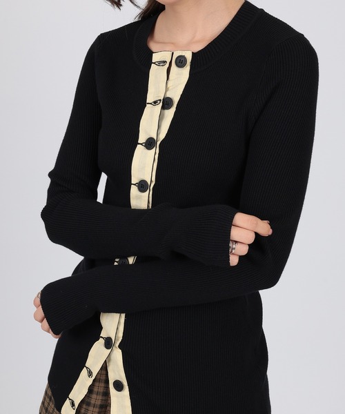 SUWDEE(スーディー)の「bicolor button long knit cardigan(カーディガン/ボレロ・レディース・ブラック・FREE)」の7枚目の写真