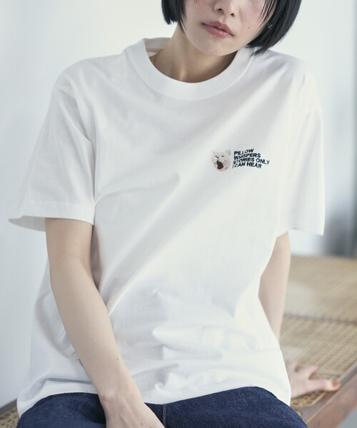 Firsthand(ファーストハンド)の「Firsthand/ファーストハンド オーガニックコットン アニマル刺繍プリントTシャツ CAT(Tシャツ/カットソー・レディース・ホワイト/チャコールグレー/ネイビー・FREE)」の5枚目の写真