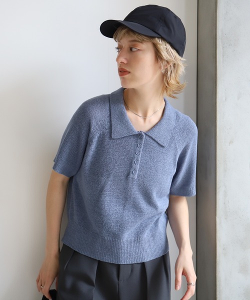 ポロニットハーフスリーブトップス（ニット/セーター）｜select MOCA