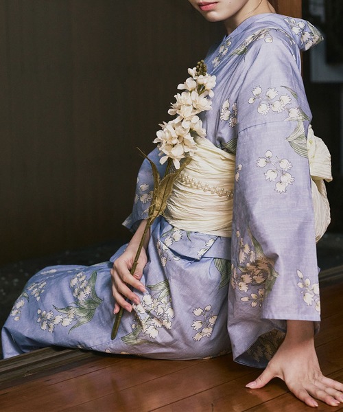 CELEN（セレン）の「簡単着付け 兵児帯ゆかた4点セット 浴衣・兵児帯・腰紐2本（浴衣・レディース・ネイビー系1/ホワイト系/ブラック系1/イエロー系/ブラック系2/ネイビー系2/ピンク系/ブルー系・FREE）」の6枚目の写真