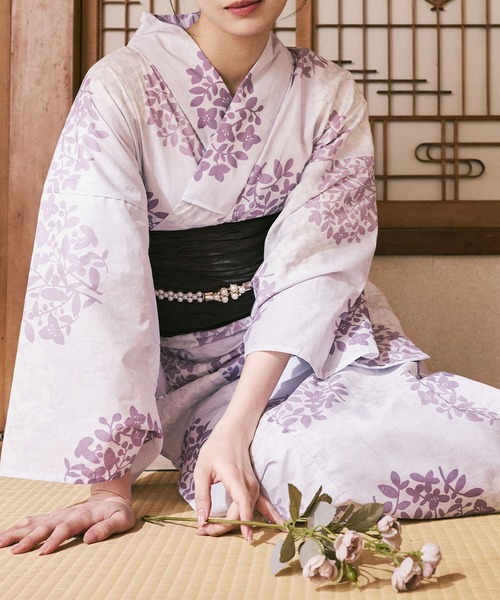 CELEN（セレン）の「簡単着付け 兵児帯ゆかた4点セット 浴衣・兵児帯・腰紐2本（浴衣・レディース・ネイビー系1/ホワイト系/ブラック系1/イエロー系/ブラック系2/ネイビー系2/ピンク系/ブルー系・FREE）」の8枚目の写真