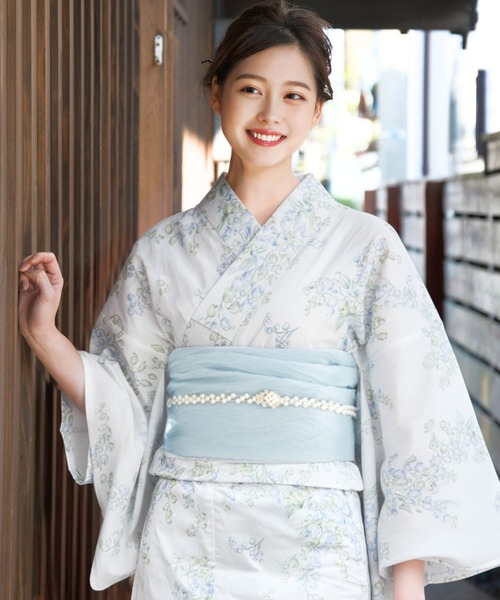 CELEN（セレン）の「【簡単着付け 兵児帯ゆかた4点セット】浴衣・兵児帯・腰紐2本《儚夏浴衣》（浴衣・レディース・ネイビー系1/ホワイト系/ブラック系1/イエロー系/ブラック系2/ネイビー系2/ピンク系/ブルー系・FREE）」の14枚目の写真