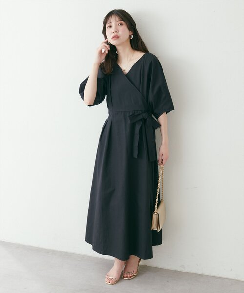 natural couture（ナチュラルクチュール）の「カシュクールランタンワンピース（ワンピース・レディース・ピンク/グリーン/オレンジ/ブラック・FREE/LARGE）」の10枚目の写真