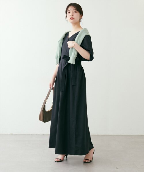 natural couture（ナチュラルクチュール）の「カシュクールランタンワンピース（ワンピース・レディース・ピンク/グリーン/オレンジ/ブラック・FREE/LARGE）」の12枚目の写真