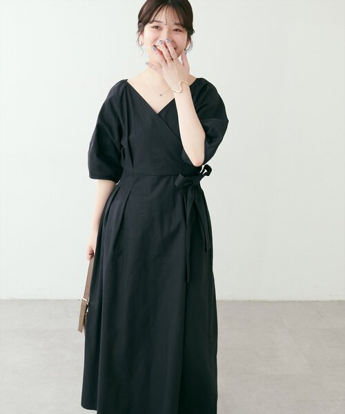 natural couture（ナチュラルクチュール）の「カシュクールランタンワンピース（ワンピース・レディース・ピンク/グリーン/オレンジ/ブラック・FREE/LARGE）」の14枚目の写真