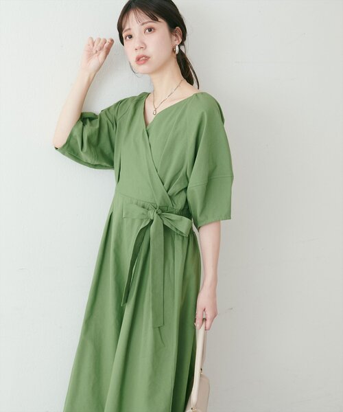 natural couture（ナチュラルクチュール）の「カシュクールランタンワンピース（ワンピース・レディース・ピンク/グリーン/オレンジ/ブラック・FREE/LARGE）」の18枚目の写真