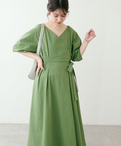 natural couture（ナチュラルクチュール）の「カシュクールランタンワンピース（ワンピース・レディース・ピンク/グリーン/オレンジ/ブラック・FREE/LARGE）」の22枚目の写真