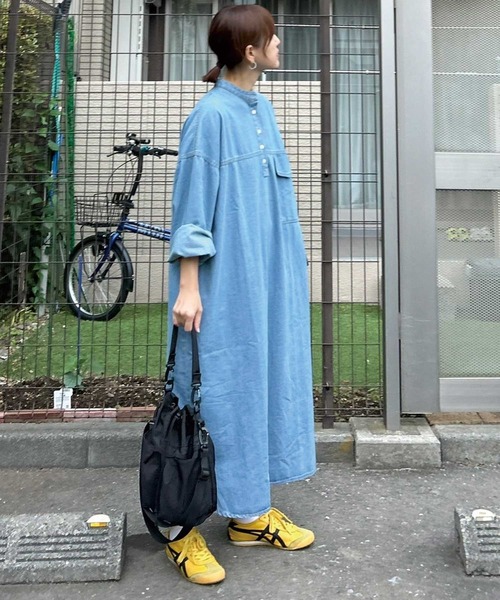 CORNERS by KR（コーナーズバイケーアール）の「【CORNERS by KR】デニムヘンリーネックワンピース（ワンピース・レディース・インディゴブルー/ブルー/ライトブルー/ブラック・L/M）」の12枚目の写真