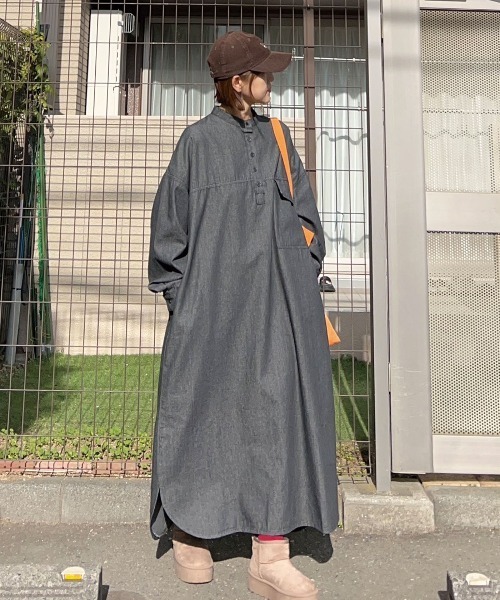 CORNERS by KR（コーナーズバイケーアール）の「【CORNERS by KR】デニムヘンリーネックワンピース（ワンピース・レディース・インディゴブルー/ブルー/ライトブルー/ブラック・L/M）」の19枚目の写真