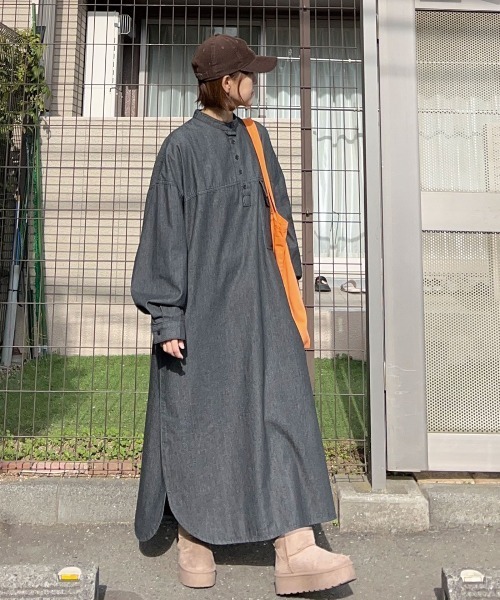 CORNERS by KR（コーナーズバイケーアール）の「【CORNERS by KR】デニムヘンリーネックワンピース（ワンピース・レディース・インディゴブルー/ブルー/ライトブルー/ブラック・L/M）」の22枚目の写真