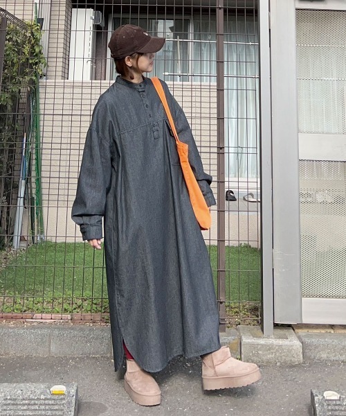 CORNERS by KR（コーナーズバイケーアール）の「【CORNERS by KR】デニムヘンリーネックワンピース（ワンピース・レディース・インディゴブルー/ブルー/ライトブルー/ブラック・L/M）」の21枚目の写真
