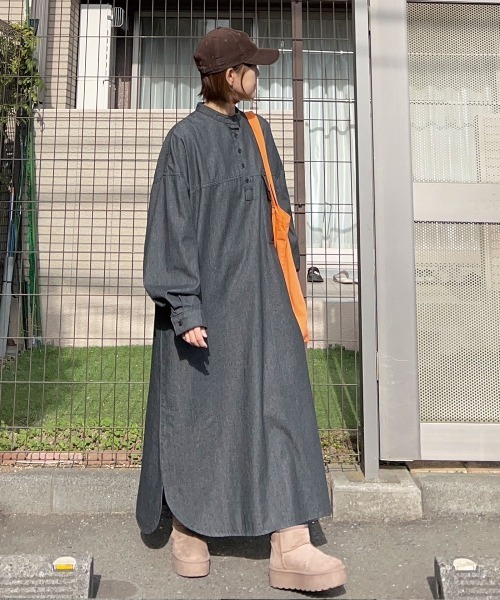 CORNERS by KR】デニムヘンリーネックワンピース（ワンピース