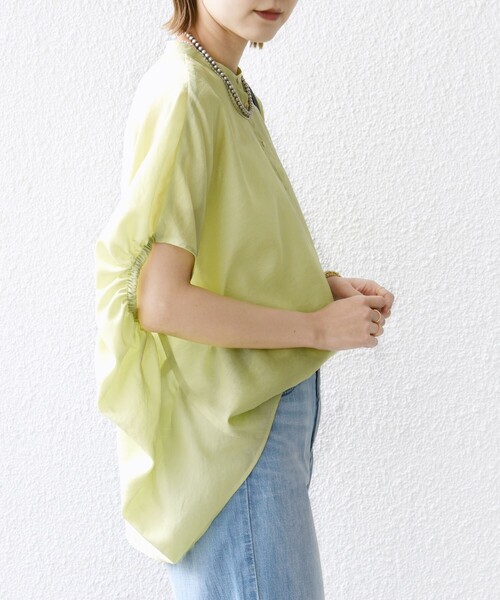 SHIPS for women / シップスウィメン 〈手洗い可能〉袖 ギャザー ドルマン ブラウス SHIPS ブラウス シャツ 「手洗い可能」ネック ギャザー プリント