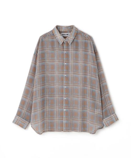 WHITELAND（ホワイトランド）の「WHITELAND/ホワイトランド/CHIFFON CHECK SHIRTS（シャツ/ブラウス・メンズ・ブルー/ピンク/モスグリーン・F）」の4枚目の写真