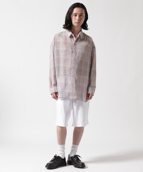 ブラウス シャツ WHITELAND/ホワイトランド/CHIFFON CHECK SHIRTS レディース メンズ WHITELAND/ホワイトランド/CHIFFON CHECK SHIRTS（シャツ