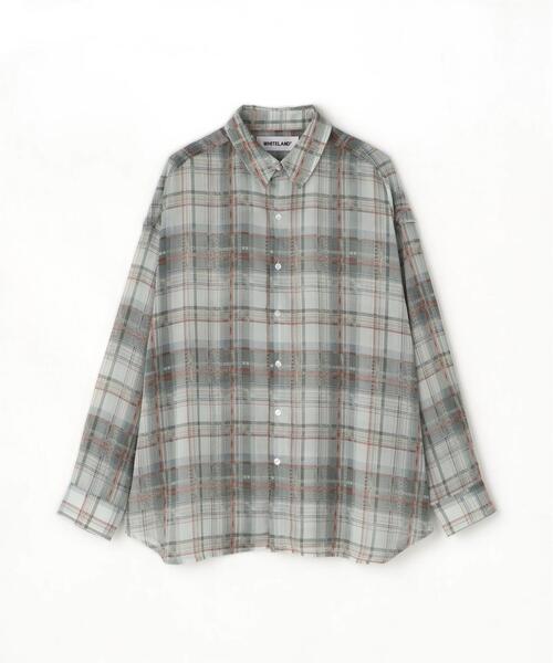 WHITELAND（ホワイトランド）の「WHITELAND/ホワイトランド/CHIFFON CHECK SHIRTS（シャツ/ブラウス・メンズ・ブルー/ピンク/モスグリーン・F）」の2枚目の写真