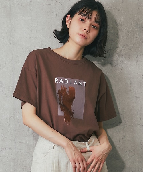 セール】メタリック箔プリントTシャツ（Tシャツ/カットソー