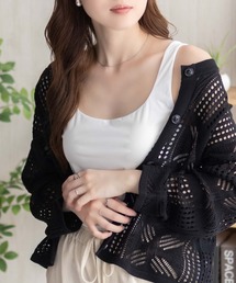 NAVY カップ付きナイロンベア天スクエアタンク【抗菌防臭 ドライ加工】