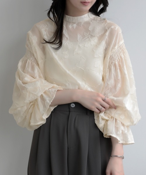 SUNFLOWER EIGHT(サンフラワーエイト)の「フラワーレースシアーシャツ(シャツ/ブラウス・レディース・ホワイト/アイボリー/ブラック/ライトグリーン・L/M/S)」の7枚目の写真
