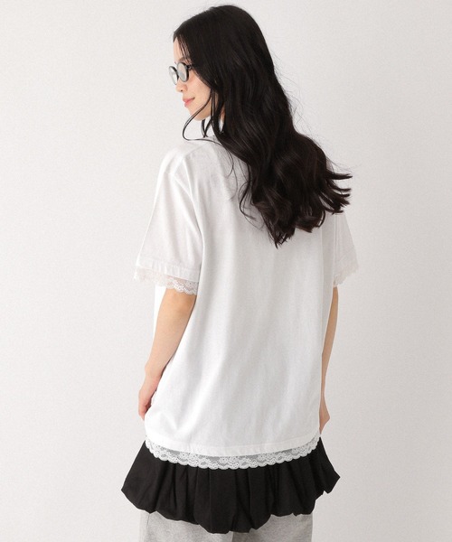 Heather（ヘザー）の「フロントリボンレースTEE　491042（Tシャツ/カットソー・レディース・スミクロ/オフホワイト/グレー・FREE）」の6枚目の写真