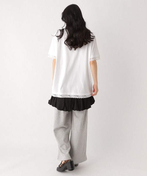 Heather（ヘザー）の「フロントリボンレースTEE　491042（Tシャツ/カットソー・レディース・スミクロ/オフホワイト/グレー・FREE）」の9枚目の写真