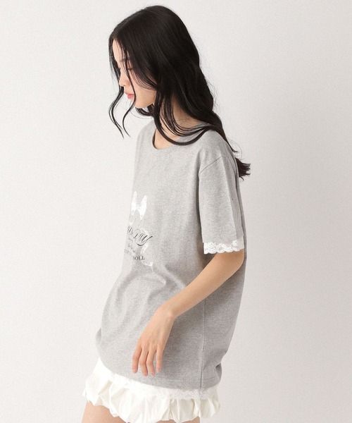 Heather（ヘザー）の「フロントリボンレースTEE　491042（Tシャツ/カットソー・レディース・スミクロ/オフホワイト/グレー・FREE）」の10枚目の写真