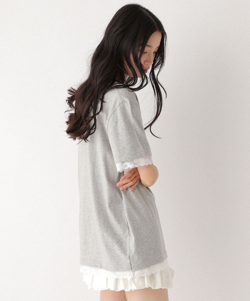Heather（ヘザー）の「フロントリボンレースTEE　491042（Tシャツ/カットソー・レディース・スミクロ/オフホワイト/グレー・FREE）」の11枚目の写真