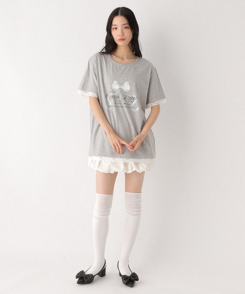 Heather（ヘザー）の「フロントリボンレースTEE　491042（Tシャツ/カットソー・レディース・スミクロ/オフホワイト/グレー・FREE）」の13枚目の写真